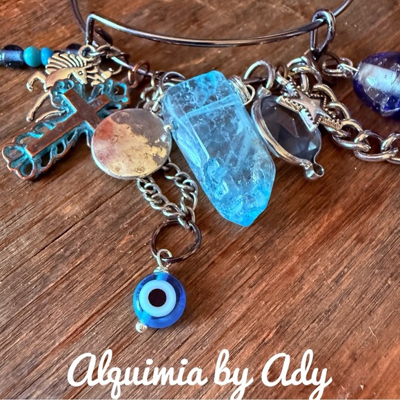 AQUAMARINE CHARMS BOHEMIAN BRACELET - Picture 4 of 5
